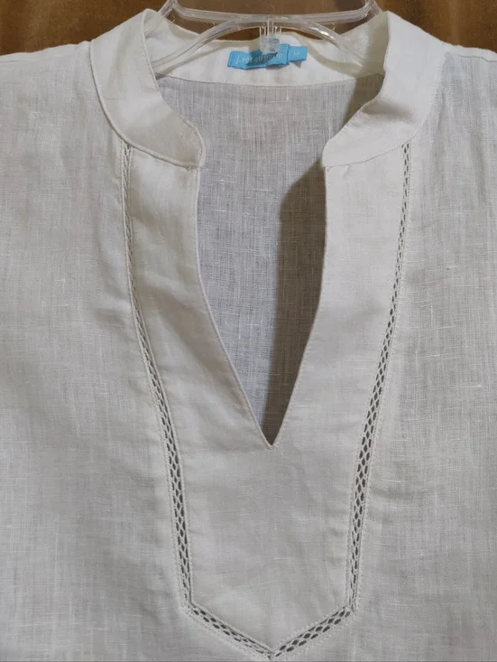 J. McLaughlin Sleeveless Relaxed Fit Linen Tunic Top - White, Size M - Picture 2 of 9
